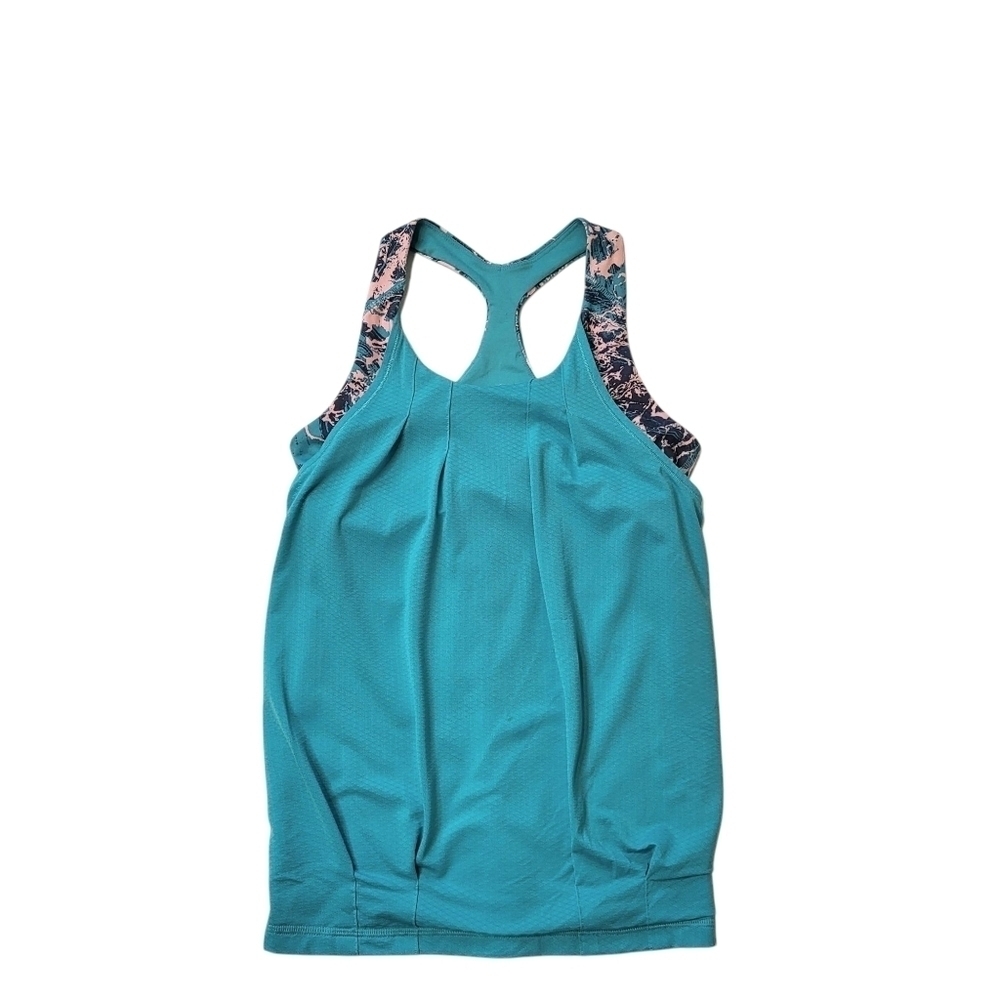 Ivivva Girls Tank Top Turqouise Blue Attached Sports Bra Racerback Style Size 12